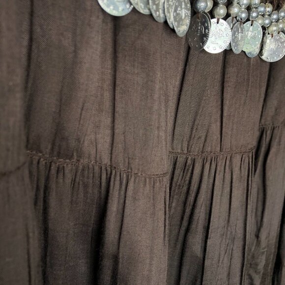 ROCK & ROSE Belly Dancing Chocolate Brown Gypsy Boho Hippie Swing Tiered Skirt - Picture 9 of 13